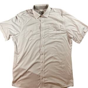 A Cut Above Men's Short Sleeve Pilot Shirt - White - Tapered Fit - Brooks SZ 18